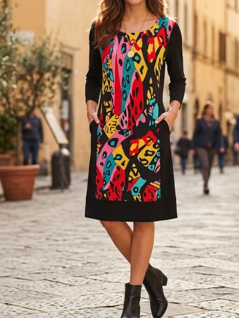 Eva Varro Colorful Abstract Print Mini Dress size L